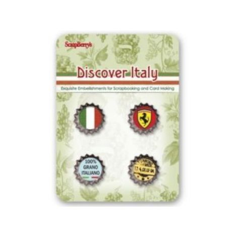 Elementy metalowe Scrap Berry's Korki Discover Italy, 4szt